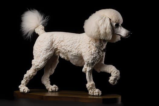 The poodle spins in circles, trying to catch its tail but to no avail.