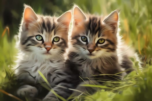 The sweet and gentle kittens are enjoying each other's company, basking in the warm sunlight and cuddling together in a peaceful moment of relaxation.