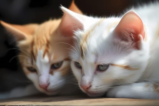 The fluffy pair are snuggled up together, purring contentedly in each other's company.