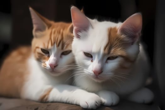 The fluffy pair are snuggled up together, purring contentedly in each other's company.