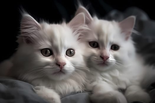 The adorable kittens are snuggling up to each other and purring contentedly.