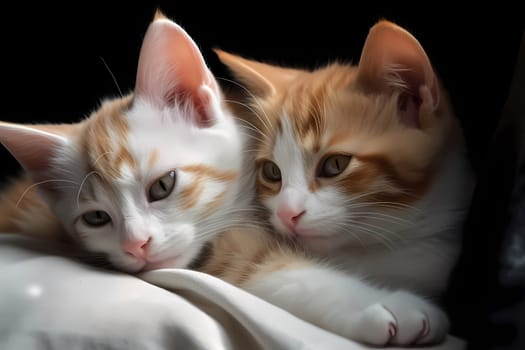 The fluffy pair are snuggled up together, purring contentedly in each other's company.