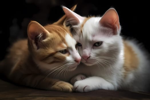 The fluffy pair are snuggled up together, purring contentedly in each other's company.