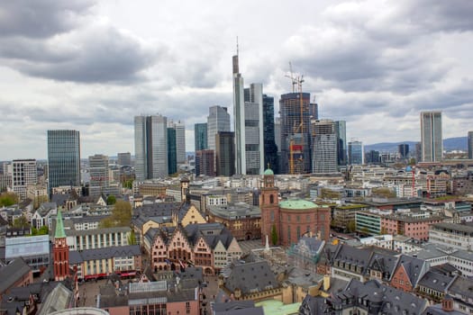 Beautiful view on Frankfurt am Main -  financial district in Frankfurt Hessen, Hesse, Germany