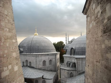 Blue mosque, view from Hagia Sophia, Turkey, Istanbul