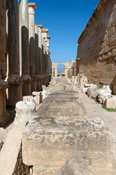Archaeological site of Leptis Magna, Libya - 10/30/2006:  The Basilica of Severe  in the ancient Roman city of Leptis Magna.
