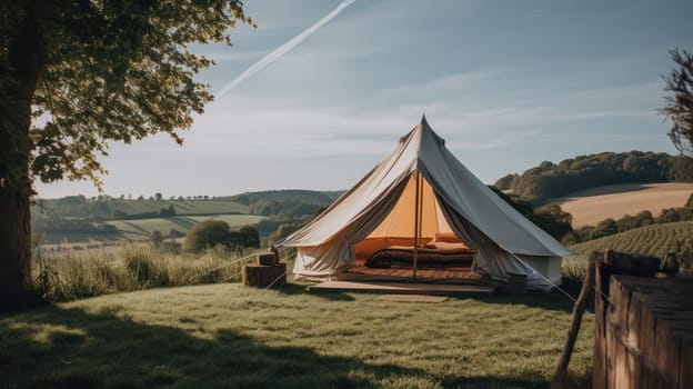 Wake up to the soothing sounds of nature and the picturesque views of the countryside with our luxury glamping experience. Our spacious tents provide all the comforts of home, including plush bedding, heating, and a private bathroom. Enjoy your morning coffee on your private deck as you take in the stunning views of the surrounding hills and fields. Whether you're seeking a romantic getaway or a family adventure, our glamping experience offers the perfect escape from the hustle and bustle of city life.