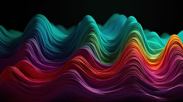 This stunning photo captures a mesmerizing display of different colored waves, each flowing seamlessly into the next. The fluid and dynamic shapes create an eye-catching visual experience that is both beautiful and captivating. The intricate patterns and rich hues are a testament to the power and beauty of art and design.