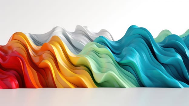 A mesmerizing, multi-colored, undulating pattern stands out against a stark white background, evoking a sense of movement and energy. A striking image that draws the viewer in and holds their attention with its dynamic visual appeal.