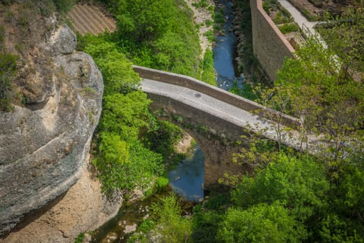 Puente de las Curtidurías is another name for the Puente de San Miguel or the Puente Árabe, which is the oldest and smallest bridge in Ronda that spans the Tajo gorge