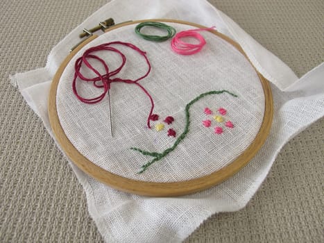 Embroidery with flower vine