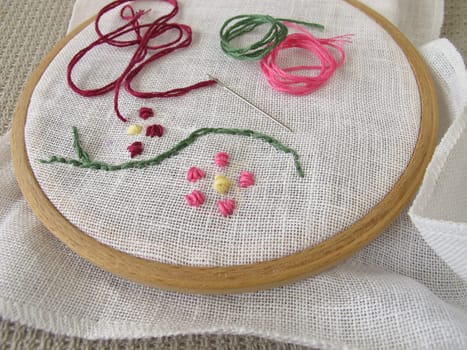 Embroidery with flower vine