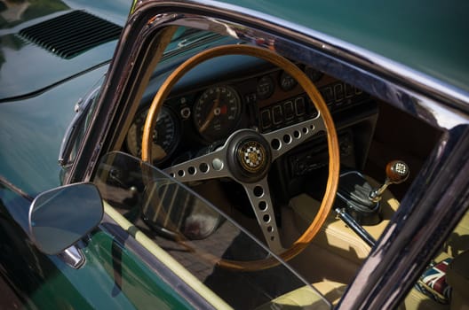 interior of a jaguar e-type during the 14th orange tour. This annual tour takes places during the king's birthday celebrations, a national holiday.