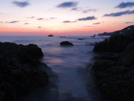 Beautiful nature and beautiful of sea with color of sunset