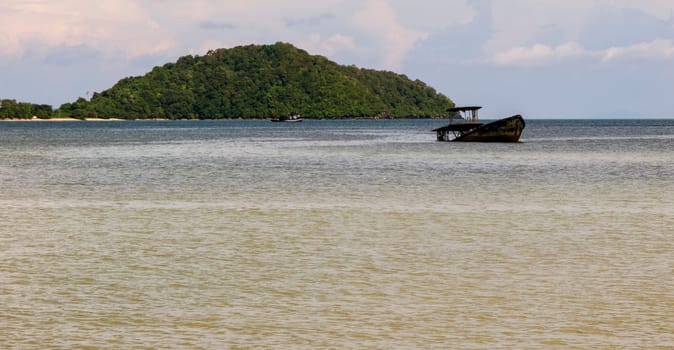 Beautiful nature and beautiful of sea with fishing boat