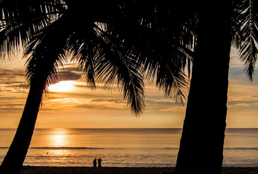 Beautiful nature and beautiful of sea with color of sunset