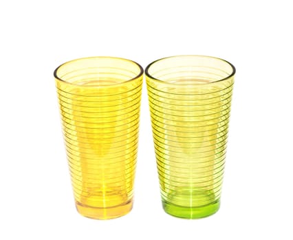 Twin glass green and yellow isolated on white background