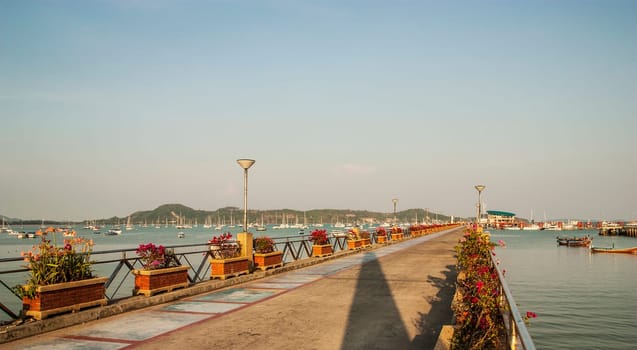 Beautiful nature and beautiful of sea with color of sunset for design