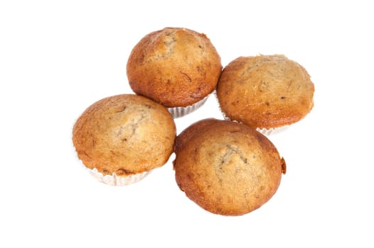 Traditional dessert banana cake isolated on white background