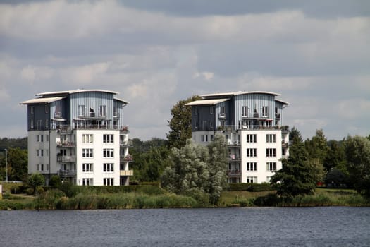Modern houses on a lake in Schwerin
