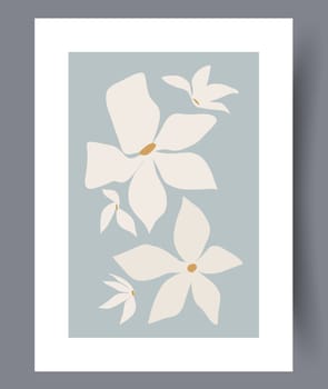 Still life flower nordic plant wall art print. Printable minimal abstract flower poster. Contemporary decorative background with plant. Wall artwork for interior design.