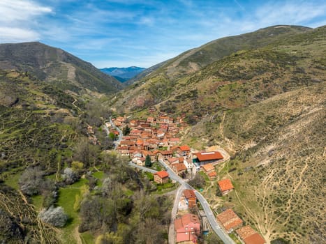Panoramic aerial view of Viniegra de Arriba beautiful town in Spain belonging to the province of La Rioja
