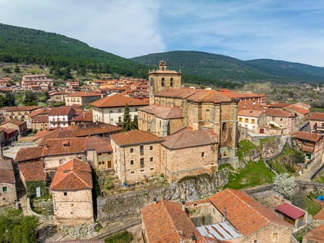 Church of our lady of the pine of Vinuesa in the province of Soria Spain. panoramic aerial view