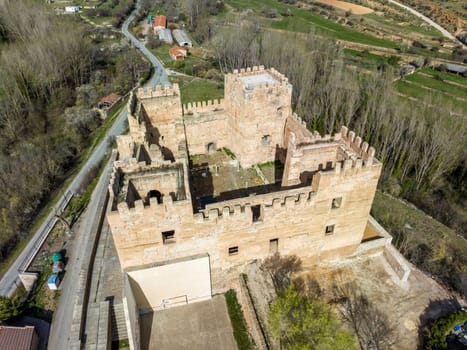 The medieval castle of Yanguas in the province of Soria Spain. Aerial top view