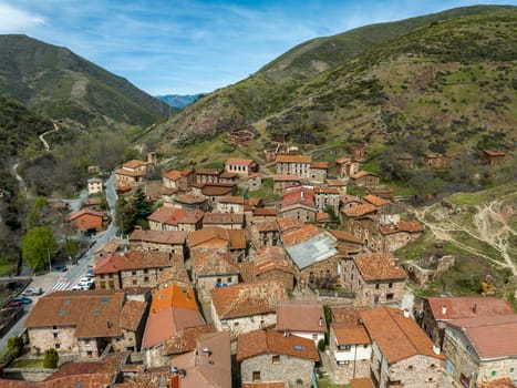 Aerial view of Viniegra de Arriba beautiful town in Spain belonging to the province of La Rioja