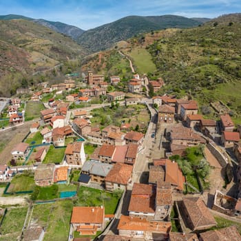 Panoramic aerial view of Viniegra de Abajo beautiful town in Spain belonging to the province of La Rioja