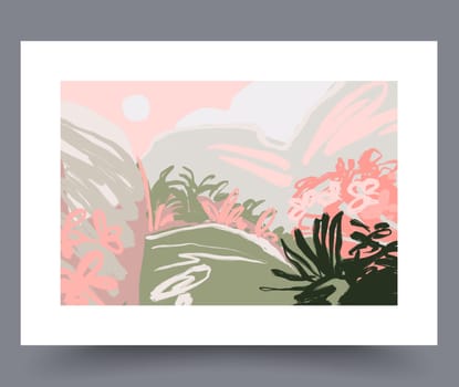 Still life flower nordic plant wall art print. Printable minimal abstract flower poster. Contemporary decorative background with plant. Wall artwork for interior design.