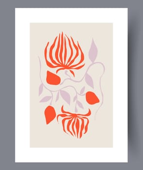 Still life flower nordic plant wall art print. Printable minimal abstract flower poster. Contemporary decorative background with plant. Wall artwork for interior design.
