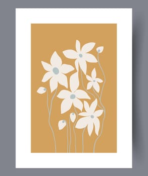 Still life flower nordic plant wall art print. Printable minimal abstract flower poster. Contemporary decorative background with plant. Wall artwork for interior design.