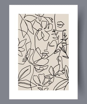 Still life flower nordic plant wall art print. Printable minimal abstract flower poster. Contemporary decorative background with plant. Wall artwork for interior design.