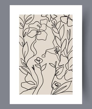 Still life flower nordic plant wall art print. Printable minimal abstract flower poster. Contemporary decorative background with plant. Wall artwork for interior design.