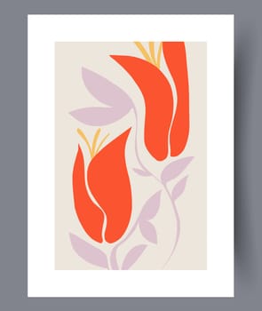 Still life flower nordic plant wall art print. Printable minimal abstract flower poster. Contemporary decorative background with plant. Wall artwork for interior design.