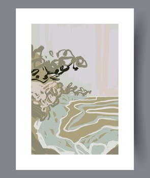 Still life flower nordic plant wall art print. Printable minimal abstract flower poster. Contemporary decorative background with plant. Wall artwork for interior design.