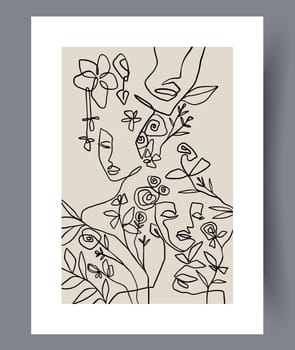 Still life flower nordic plant wall art print. Printable minimal abstract flower poster. Contemporary decorative background with plant. Wall artwork for interior design.