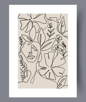 Still life flower nordic plant wall art print. Printable minimal abstract flower poster. Contemporary decorative background with plant. Wall artwork for interior design.