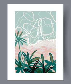 Still life flower nordic plant wall art print. Printable minimal abstract flower poster. Contemporary decorative background with plant. Wall artwork for interior design.