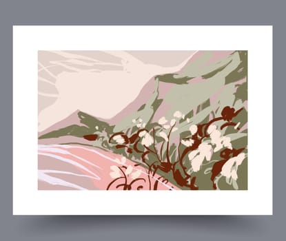 Still life flower nordic plant wall art print. Printable minimal abstract flower poster. Contemporary decorative background with plant. Wall artwork for interior design.