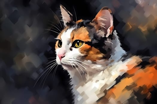 The calico cat licks its paw and runs it over its face, grooming its fur until it's soft and shiny. (generative AI)