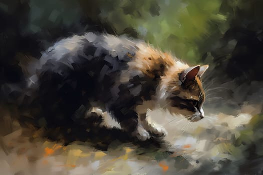 The cat has caught a quick and slippery mouse, and is now proudly showing off its prey. (generative AI)