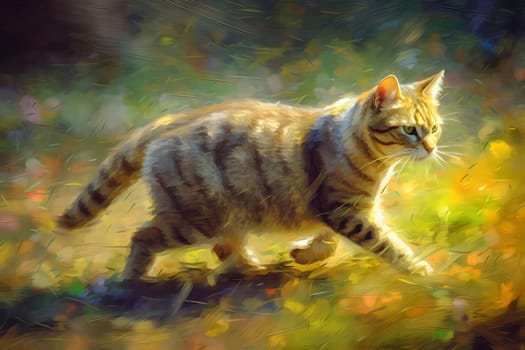 The cat is frantically chasing after the elusive red dot of a laser pointer. (generative AI)