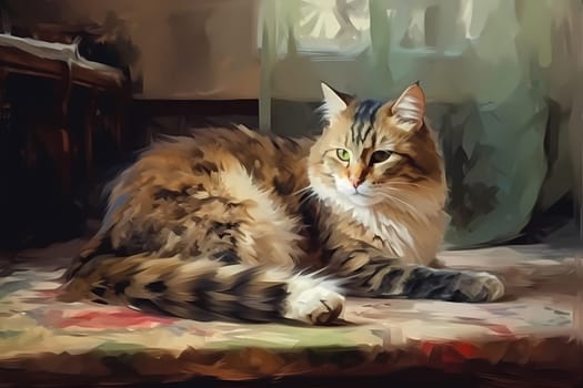 The elegant cat is cleaning its sleek fur with meticulous care and precision. (generative AI)