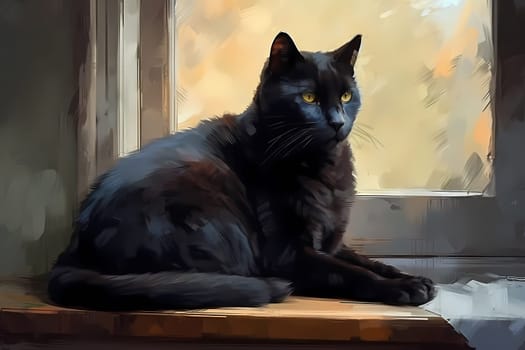 The cat is surveying the surrounding area, keeping a watchful eye on the birds outside. (generative AI)