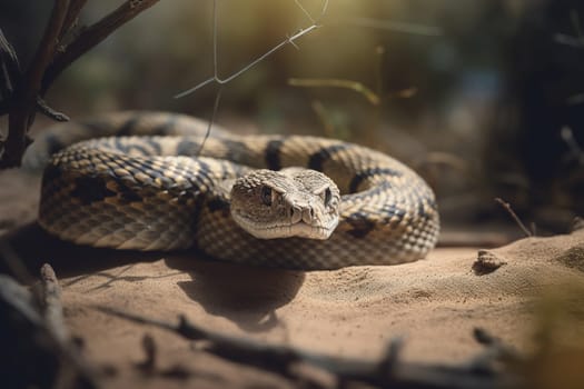 A dangerous rattlesnake getting ready for action (generative AI)