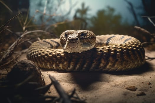 A dangerous rattlesnake getting ready for action (generative AI)