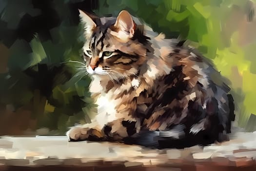A contented cat is meticulously grooming its fur with delicate strokes of its tongue. (generative AI)