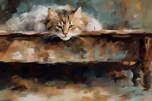 The cat seems to be hiding under the bed, its tail twitching nervously and its eyes darting around suspiciously. (generative AI)